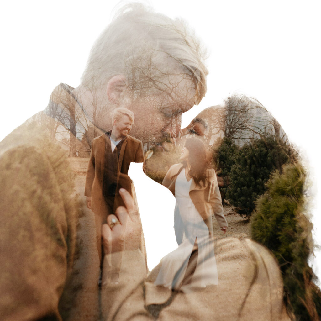 Double exposure of couple