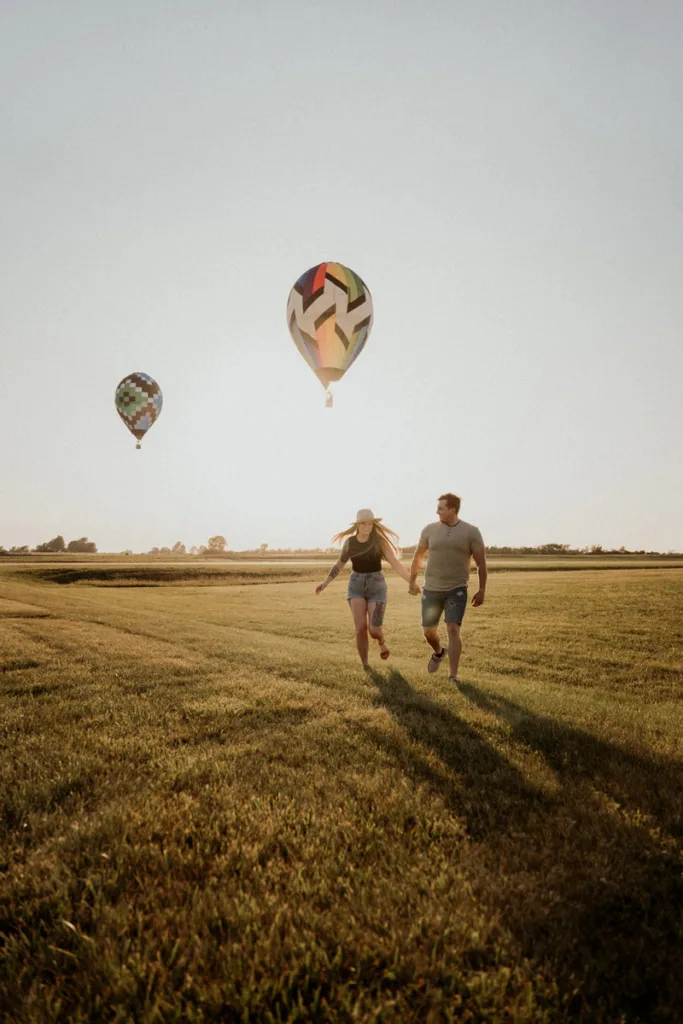 Couple at hot air balloon festival in Cameron, MO